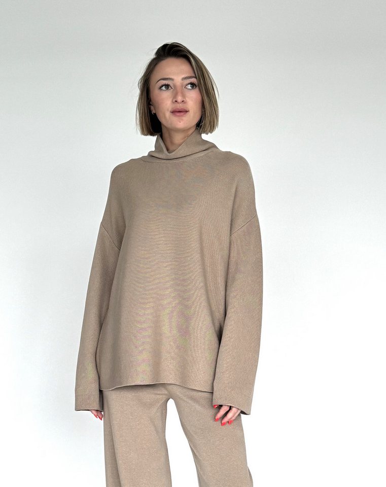 Zuckerwatte Stehkragenpullover leichte A-Linie aus Viskose Superstretch von Zuckerwatte