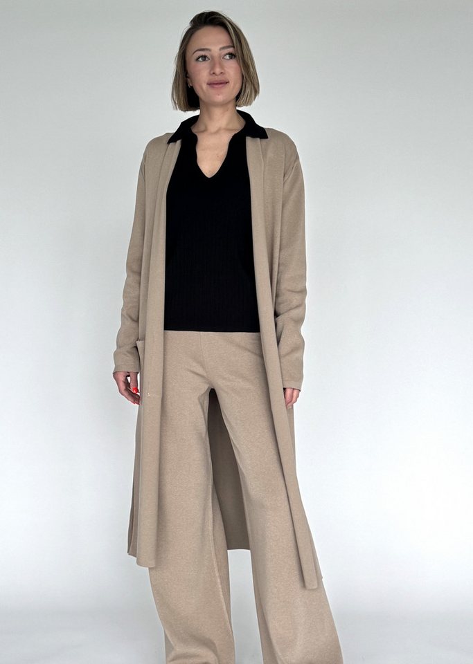 Zuckerwatte Strickmantel langer Strickmantel open front aus weichem Viskose Stretch von Zuckerwatte