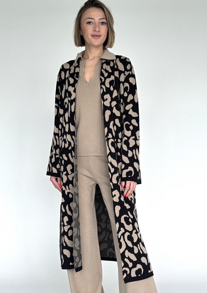 Zuckerwatte Strickmantel modischer Jacquardstrick, aus wertiger Viskose Stretch Mischung von Zuckerwatte