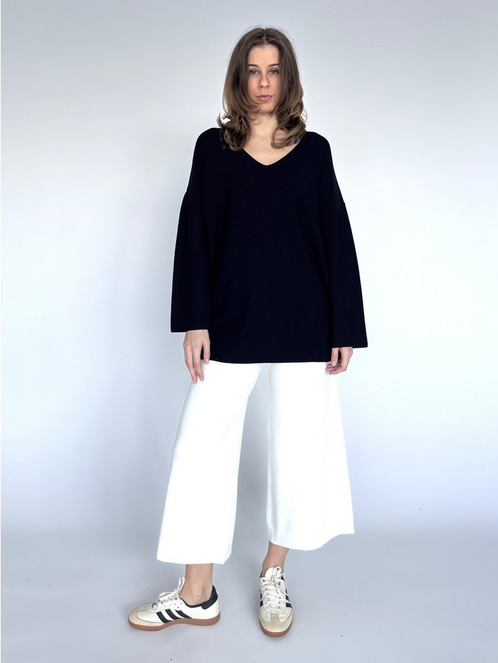 Zuckerwatte V-Ausschnitt-Pullover Rippstrickoptik aus Viskose mit Elasthan von Zuckerwatte