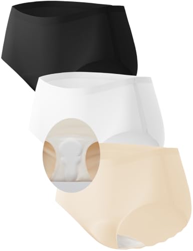 Zueauns Anti Cameltoe Slip Camel Toe Concealer Unterwäsche Damen Nahtlose Sport Unterhose Seamless Unterhosen mit integrierter Latexabdeckung zum Verbergen weiblicher Linien von Zueauns
