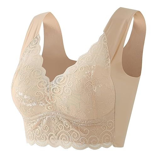 Zueauns BH Damen Nahtlos Spitzen ohne Bügel Bustier Damen große Brüste Schlaf BH Push up Seamless Sport BH gepolstert Bralette Sport Bustier Klassische Frauen Bustier Bequemer Yoga-BH von Zueauns