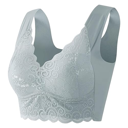 Zueauns BH Damen Nahtlos Spitzen ohne Bügel Bustier Damen große Brüste Schlaf BH Push up Seamless Sport BH gepolstert Bralette Sport Bustier Klassische Frauen Bustier Bequemer Yoga-BH von Zueauns