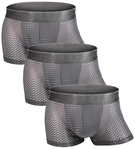 Zueauns Herren Boxershorts Eisseide Mesh Unterwäsche Netz Transparent Sexy Retroshorts Atmungsaktive Boxer Shorts Zueauns Herren Boxershorts Eisseide Mesh Unterwäsche Netz Transparent Sexy Retroshorts Atmungsaktive Boxer Shorts von Zueauns
