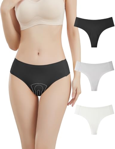 Zueauns Nahtlose Anti-Cameltoe Sport Unterhose Damen Strings Mehrpack – Unsichtbarer Tanga mit integrierter Latexabdeckung zum Verbergen weiblicher Linien von Zueauns