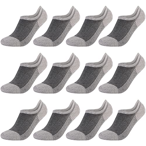 Zueauns Sneaker Socken Herren und Damen Baumwolle Atmungsaktives Netz Mit Rutschfester Silikonauflage 12 Paar von Zueauns