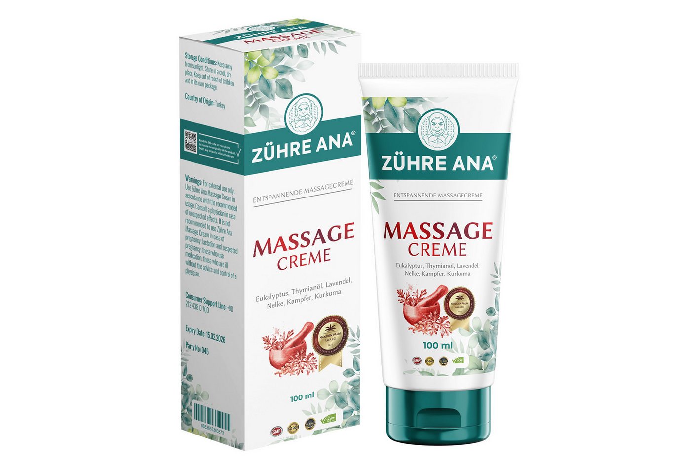 Zühre Ana® Massageöl Massagecreme 100 ml – natürliche Formel gegen Schmerzen, Massagecreme zur Entspannung von Nacken, Muskeln und Gelenke von Zühre Ana®