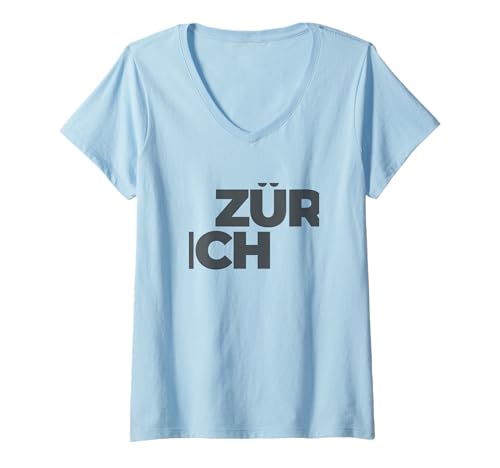Damen Zürich großer Text T-Shirt mit V-Ausschnitt Damen Zürich großer Text T-Shirt mit V-Ausschnitt von Zürich Design Switzerland