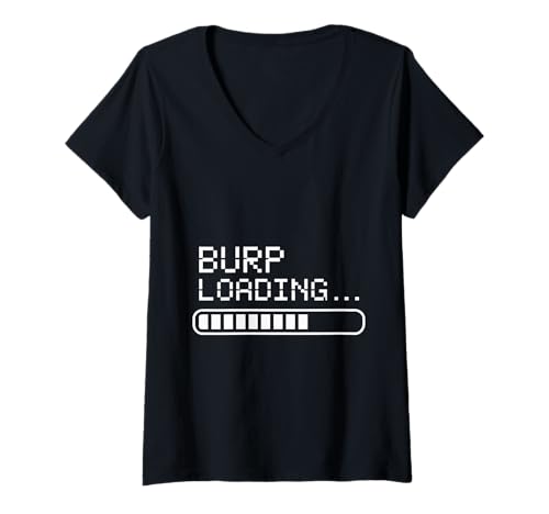 Damen Burp Loading Food Eater Comfort voll - T-Shirt mit V-Ausschnitt Damen Burp Loading Food Eater Comfort voll - T-Shirt mit V-Ausschnitt von Zufriedener Lebensmittelliebhaber Komfort