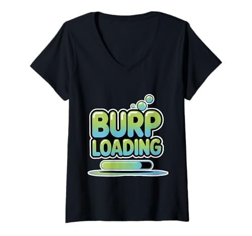 Damen Burp Loading Food Eater Comfort voll T-Shirt mit V-Ausschnitt Damen Burp Loading Food Eater Comfort voll T-Shirt mit V-Ausschnitt von Zufriedener Lebensmittelliebhaber Komfort