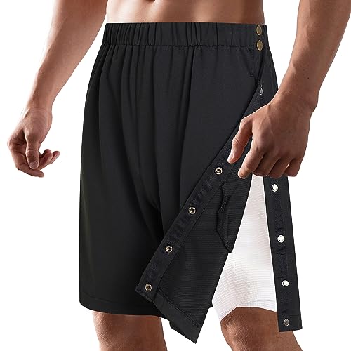 Zufuny Abreißbare Shorts, Rehahose für Herren, reha Hose, durchgehend seitlich zu öffnen, Aufknöpfbare Trainingshose, knopfshorts, optimal für Reha- & Pflegezwecke von Zufuny