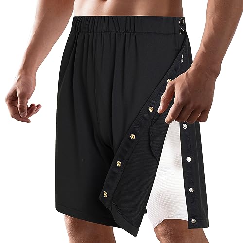 Zufuny Abreißbare Shorts, Rehahose für Herren, reha Hose, durchgehend seitlich zu öffnen, Aufknöpfbare Trainingshose, knopfshorts, optimal für Reha- & Pflegezwecke von Zufuny