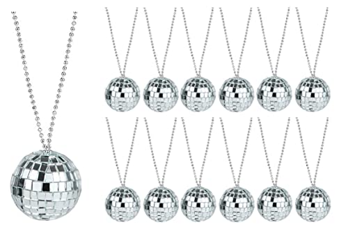 Zugar Land 70er Jahre Spiegel Discokugel Halskette Sortiment - Kette Kostüm Zubehör Schmuck, Kunststoff, Kein Edelstein von Zugar Land