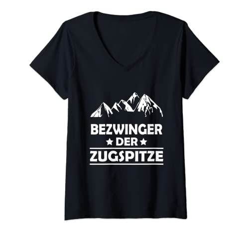 Damen Zugspitze Garmisch Partenkirchen Bayern Wettersteingebirge T-Shirt mit V-Ausschnitt Damen Zugspitze Garmisch Partenkirchen Bayern Wettersteingebirge T-Shirt mit V-Ausschnitt von Zugspitze-Überschreitung Zugspitzmassiv Bergsteige