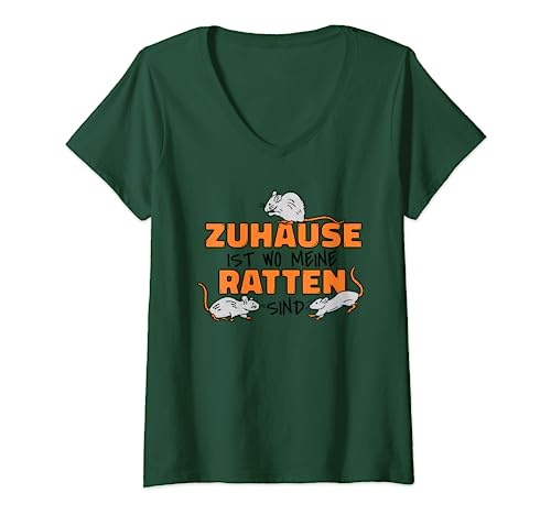 Damen Zuhause ist wo meine Ratten sind - Geschenk lustiges Ratten T-Shirt mit V-Ausschnitt Damen Zuhause ist wo meine Ratten sind - Geschenk lustiges Ratten T-Shirt mit V-Ausschnitt von Zuhause ist wo meine Ratten sind - Geschenk lustig