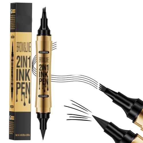 2-In-1 3D Augenbrauenstift Wasserfest Microblading,Eyebrow Pencil,microblading augenbrauenstift,langlebiger Wischfester und Wasserfester Augenbrauenstift Sorgt für Natürlich Aussehende (Schwarz) von ZukQvrivelig