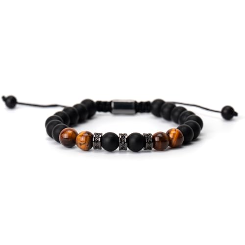 ZukQvrivelig Tigerauge Obsidian Armband für Männer,8MM armkette herren,für Väter,Söhne,Brüder,Freunde,Liebhaber,Geschenke Weihnachten und zum Valentinstag,viel Glück und Freude bringen(Einstellbar) von ZukQvrivelig