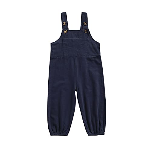 Zukmuk Baby Latzhose Jungen Mädchen Kleinkind Hosenträger Overall Hose Unisex Kinder Strampler Herbst Winter Kleidung Jumpsuit (Navy Blue, 3-4 Jahre, 100) von Zukmuk