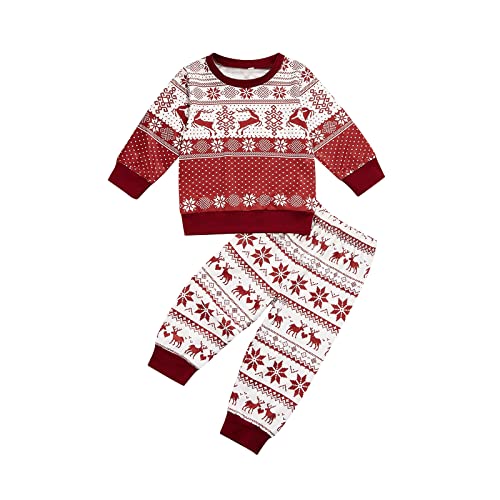 Zukmuk Baby Mädchen Set Kleidung Baby Weihnachten Outfit Mädchen Sweatshirt+Hose Kinder Weihnachten Kleidung Baby Weihnachtsoutfit Mädchen (2-3 Jahre, Rot B, 90) von Zukmuk