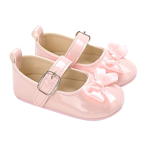 Zukmuk Baby Schuhe Mädchen Kleidung Lauflernschuhe Hausschuhe Bowknot Leder Krabbelschuhe für 0-3monate 6-12monate 1 Jahr (Rosa, 6-12 Monate) von Zukmuk