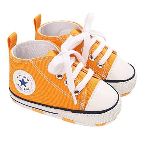 Zukmuk Baby Turnschuhe Anti-Rutsch Krabbelschuhe für Baby Schuhe Lauflernschuhe Mädchen Babyschuhe 0-6 Monate Lauflernschuh Baby Sneaker High Top Sneakers (Gelb C, 6_Months, 12) von Zukmuk