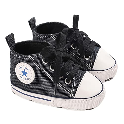 Zukmuk Baby Turnschuhe Anti-Rutsch Krabbelschuhe für Baby Schuhe Lauflernschuhe Mädchen Babyschuhe 0-6 Monate Lauflernschuh Baby Sneaker High Top Sneakers (Schwarz C2, 6_Months, 12) von Zukmuk