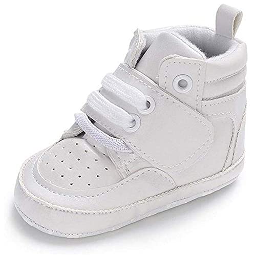 Zukmuk Baby Turnschuhe Anti-Rutsch Krabbelschuhe für Baby Schuhe Lauflernschuhe Mädchen Babyschuhe 0-6 Monate Lauflernschuh Baby Sneaker High Top Sneakers (Weiß B, 0_Months, 11) von Zukmuk