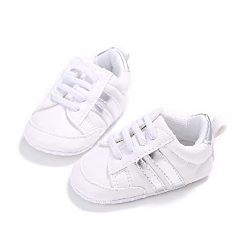 Zukmuk Baby Turnschuhe Anti-Rutsch Krabbelschuhe für Baby Schuhe Lauflernschuhe Mädchen Babyschuhe 0-6 Monate Lauflernschuh Baby Sneaker Mädchen (Weiß A1, 0_Months, 11) von Zukmuk
