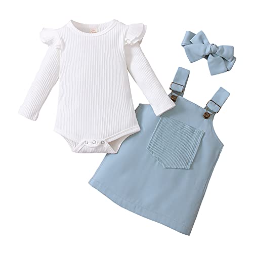 Zukmuk Babykleidung Neugeborene Baby Body+Rock+Stirnband Baby Mädchen Set Kleidung Baby Kleidung Mädchen 0-6 Monate (Blau A, 0-3 Monate) von Zukmuk