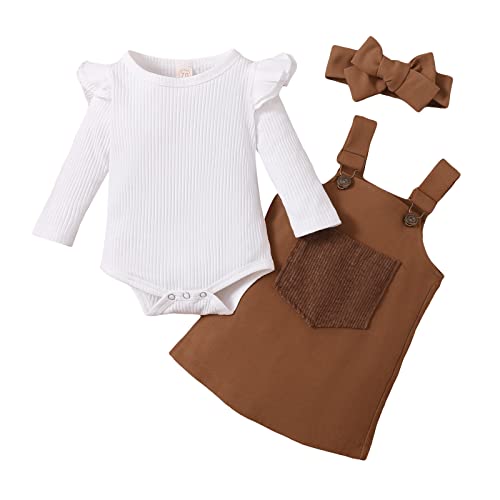 Zukmuk Babykleidung Neugeborene Baby Body+Rock+Stirnband Baby Mädchen Set Kleidung Baby Kleidung Mädchen 0-6 Monate (Khaki C, 0-3 Monate) von Zukmuk