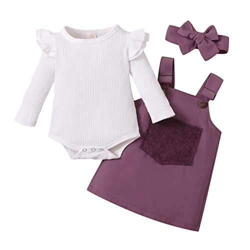 Zukmuk Babykleidung Neugeborene Baby Body+Rock+Stirnband Baby Mädchen Set Kleidung Baby Kleidung Mädchen 0-6 Monate (Violett C, 0-3 Monate) von Zukmuk