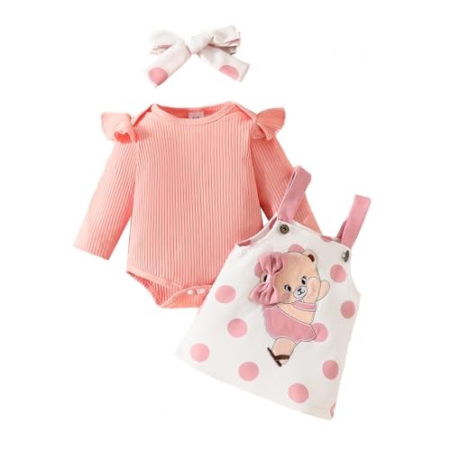Zukmuk Babykleidung Neugeborene Baby Body+Rock+Stirnband Baby Mädchen Set Kleidung Baby Kleidung Mädchen 0-6 Monate (M Rosa, 9-12 Monate) von Zukmuk