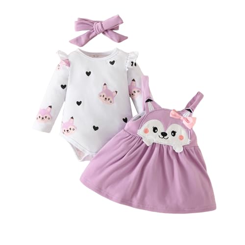 Zukmuk Babykleidung Neugeborene Baby Body+Rock+Stirnband Baby Mädchen Set Kleidung Baby Kleidung Mädchen 0-6 Monate (Violett L, 3-6 Monate) von Zukmuk