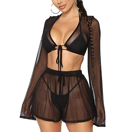 Zukmuk Bademode Frauen Bikini Cover Up Sommer Sarong Damen Sommer Cover Up Damen Bademode Sommer Cover Up (M, Schwarz A) von Zukmuk