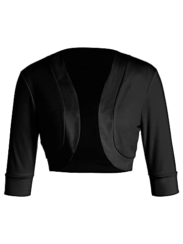 Zukmuk Bolero Damen Solid Color Langarm Short Cardigan Festive Short Cardigan Damen Festlich Elegant Tops (Schwarz, S) von Zukmuk