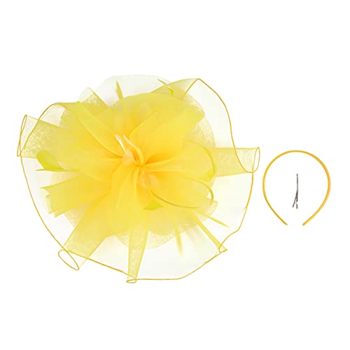 Zukmuk Cocktail-Haarband, Vintage, für Damen, Mädchen, Fascinator, eleganter Hut mit Blume, Netz, Federn, Haarclip, schick, für Party, Abend, Hochzeit (A-Gelb, Einheitsgröße) von Zukmuk