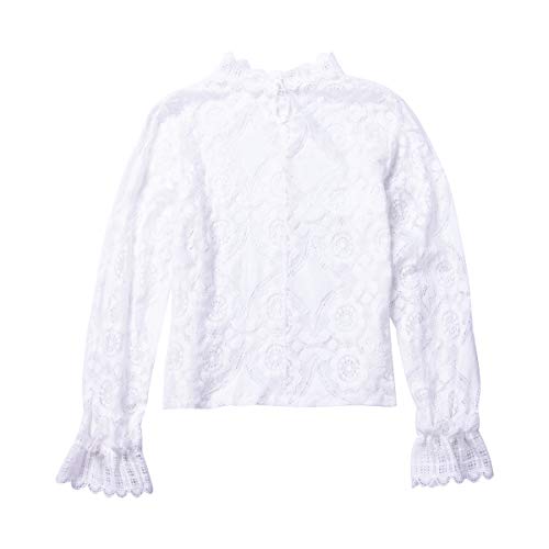 Zukmuk Tops Damen Elegant Langarm Crop Top Spitze Spitzentop Spitzen Long Sleeve Bluse Blusenshirt Party Lace Trachtenbluse Für Frauen (A Weiß, XL) von Zukmuk