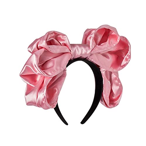 Zukmuk Haarband für Damen und Mädchen, schickes Satin-Make-up mit Schmetterlingsdekoration für Spa und Gesichtspflege, Zubehör für Friseure (B-Rosa, Einheitsgröße) von Zukmuk