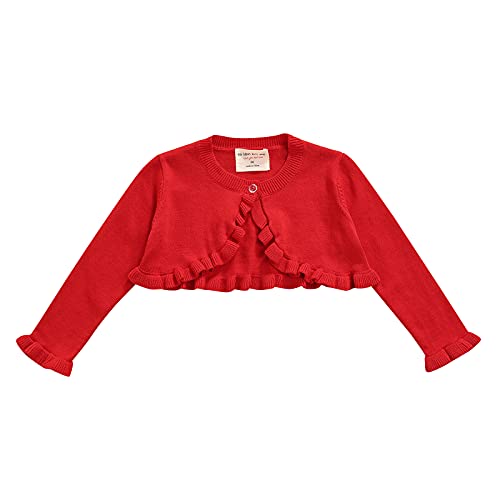 Zukmuk Kinder Strickjacke Mädchen Cardigan Mädchen Strickjacke Baby Bolero Baby Cardigan Winter Gestrickte Jäckchen Mädchen (1-2 Jahre, Rot, 90) von Zukmuk