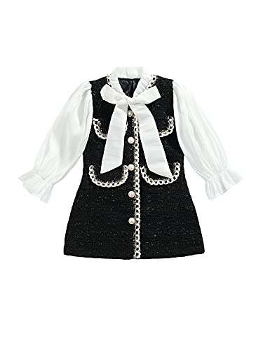 Zukmuk Kleinkind Baby Mädchen Kleidung Bowknot Langarm Kleid Prinzessin Party Formal Kleider Herbst Winter Kinder Kleidung für Mädchen Kinderkleidung Mädchen (Schwarz, 1-2 Jahre, 90) von Zukmuk