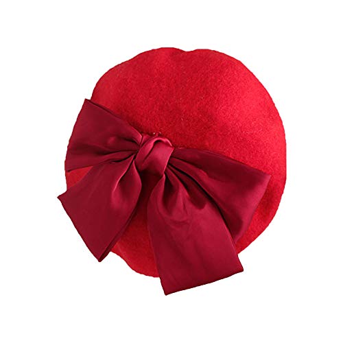 Zukmuk Kleinkind Mädchen Hüte Bowknot Warm Beanies Hüte Solid Farbe gestrickt Berets Kinder Baby Cap Mädchen Hut 2-6Y (Rot, Einheitsgröße) von Zukmuk