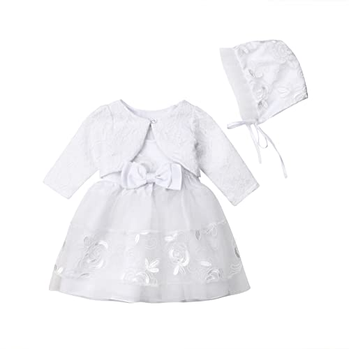 Zukmuk Mädchenkleider Langarm Mädchenkleid Kinder Kleid Mädchen Hochzeit Prinzessin Kleid Mädchen Taufkleid Baby Mädchen Kleid Langarm Weihnachtskleid (100, Weiß B) von Zukmuk