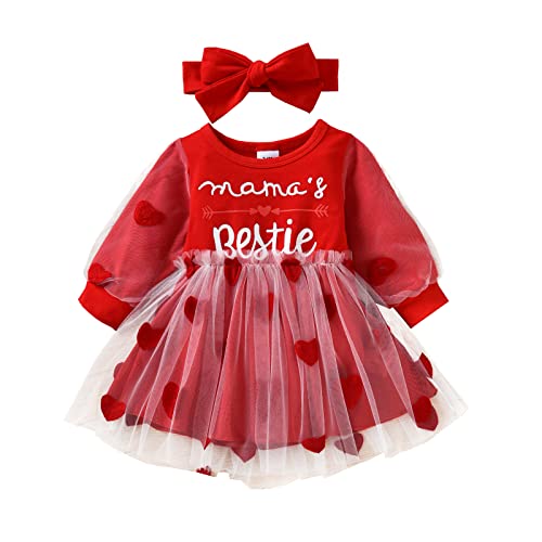 Zukmuk Mädchenkleider Langarm Mädchenkleid Kinder Kleid Mädchen Hochzeit Prinzessin Kleid Mädchen Taufkleid Baby Mädchen Kleid Langarm Weihnachtskleid (3-6 Monate, Rot I, 80) von Zukmuk