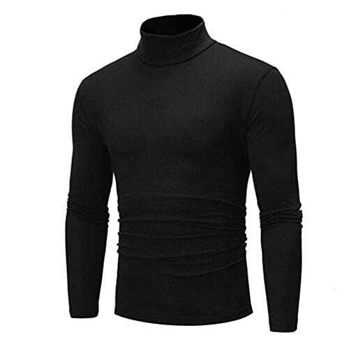 Zukmuk Pullover mit langen Ärmeln, Herren, warm, Basic, Rollkragen, T-Shirt, Slim Fit, atmungsaktiv, einfarbig, Schwarz , X-Large von Zukmuk