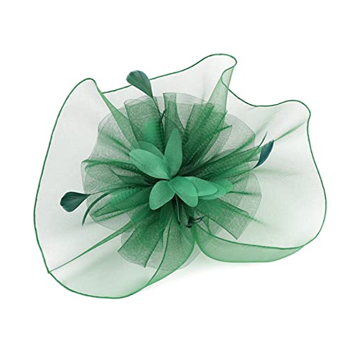 Zukmuk Vintage Cocktail Stirnband für Frauen Mädchen Haarband Tanz Schlüsselanhänger Fascinator Hut mit Federn Mesh Chic (A- Grün, Einheitsgröße) von Zukmuk