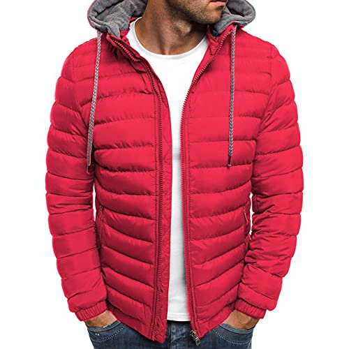 Zukmuk Winterjacke Herren Jacke Winter Daunenjacke Herren Leicht Sweatjacke Herren mit Kaputze Jacke Herren Winter Herren-Jacken (M, Rot A) von Zukmuk