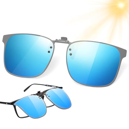 ZukqrymluvIQ Polarisierte clip on sonnenbrille aufsatz， Blendfreie UV400-Brille für Autofahrten, Reisen und Sport im Freien (blau) von ZukqrymluvIQ