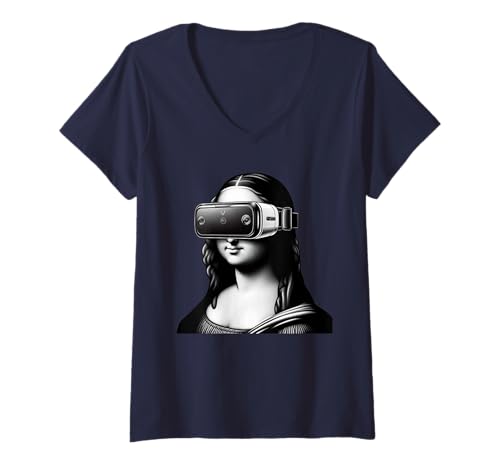 Damen Mona Lisa Moderne Kunst lustige Parodie Renaissance T-Shirt mit V-Ausschnitt Damen Mona Lisa Moderne Kunst lustige Parodie Renaissance T-Shirt mit V-Ausschnitt von Zukünftige Fusion Neo Classic Designs