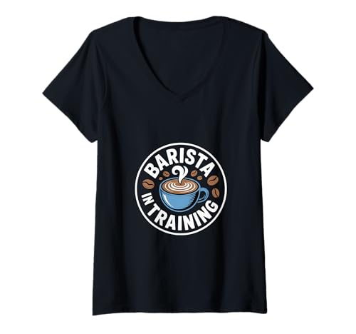 Damen Barista In Training Zukünftige Koffeinanfängerpraxis |- T-Shirt mit V-Ausschnitt Damen Barista In Training Zukünftige Koffeinanfängerpraxis |- T-Shirt mit V-Ausschnitt von Zukünftiger Koffeinmeister