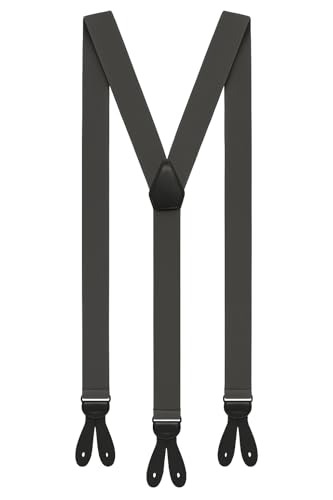 Elegante Hosenträger 3,5 cm X-Form mit Knopfverschluss Verstellbar für Herren & Damen, ohne Clips Anzughosenträger zum Knöpfen mit 6 Knopfloch Suspender (Dunkelgrau) von Zukunftsenkel